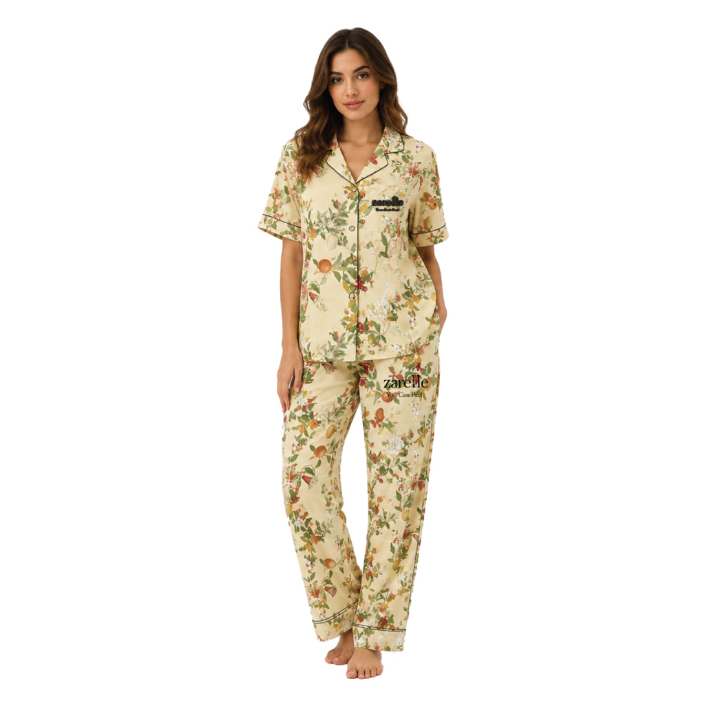 Botanical Ease CollectionÃ¢â€žÂ¢ Women's Premium Floral Sleepwear Co-Ord Set | Ultra-Soft Relaxed Fit Nightwear | Elegant All-Season Loungewear