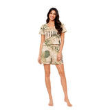 Classic Lounge Co-Ord Set for Women | Premium Soft Sleepwear & Loungewear Set | Botanical Print Nightwear with Relaxed Fit Shorts