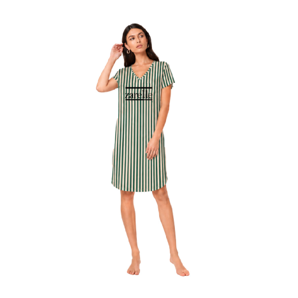 Modern Meadow Collection Women's Striped Sleepwear Dress | Ultra-Soft Breathable Nightwear | Relaxed Fit Lounge & Sleep Shirt