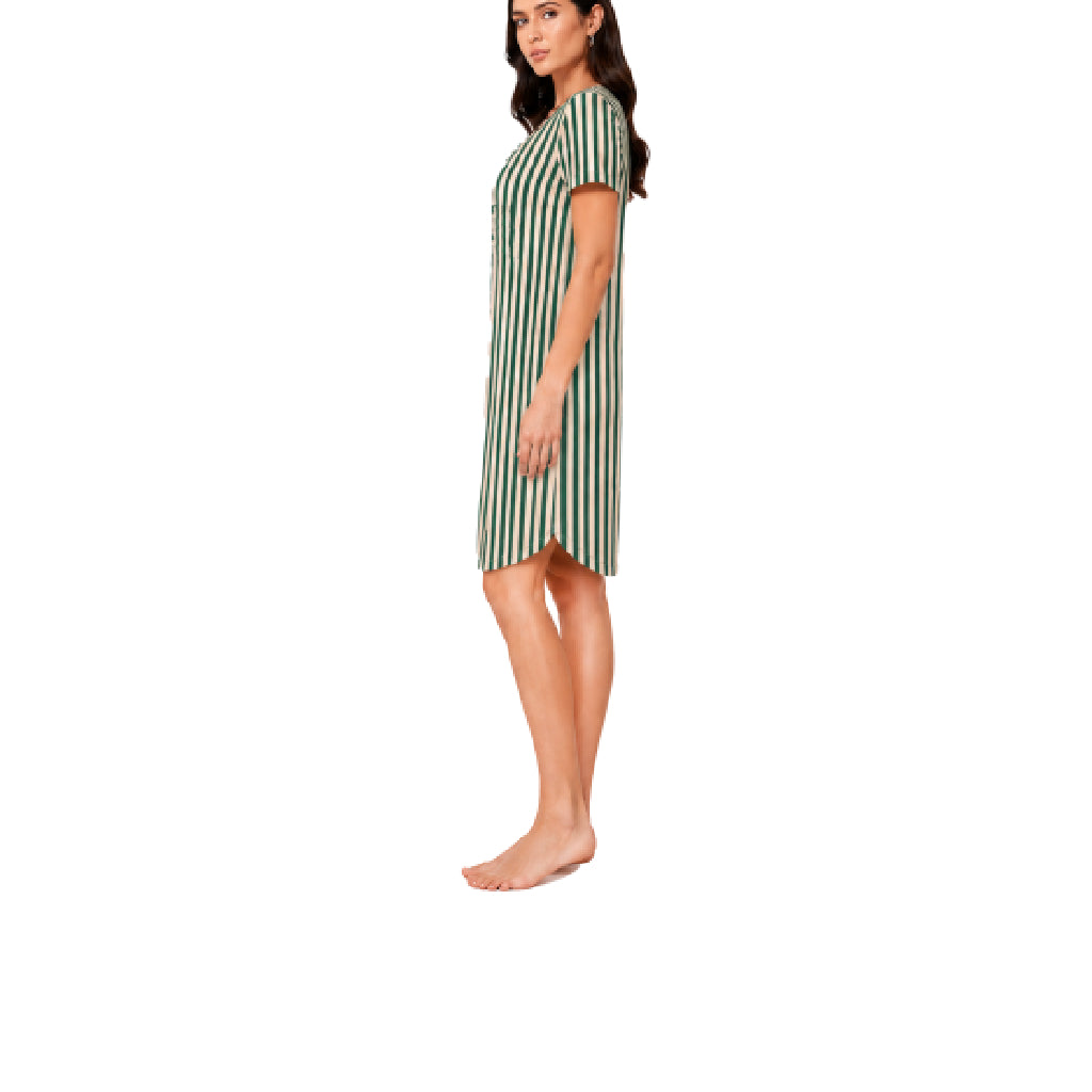 Modern Meadow Collection Women's Striped Sleepwear Dress | Ultra-Soft Breathable Nightwear | Relaxed Fit Lounge & Sleep Shirt