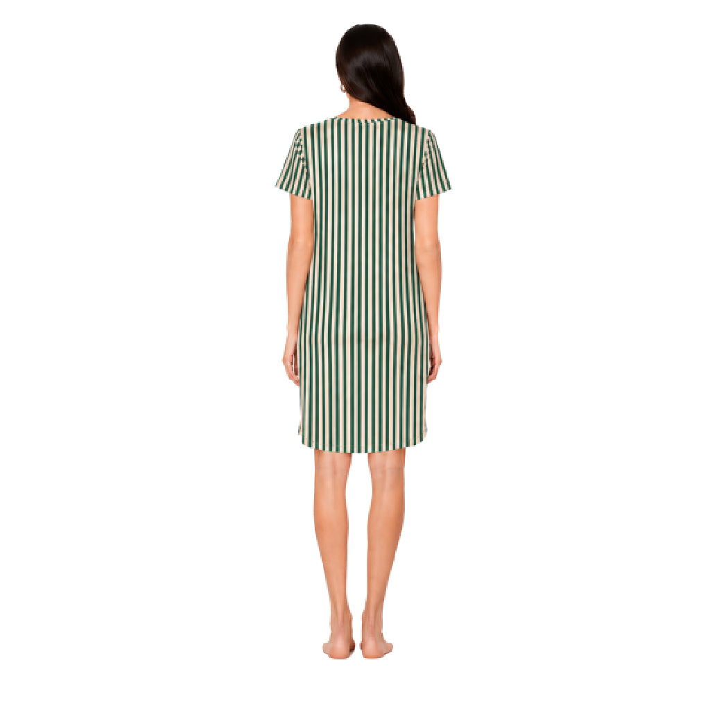Modern Meadow Collection Women's Striped Sleepwear Dress | Ultra-Soft Breathable Nightwear | Relaxed Fit Lounge & Sleep Shirt