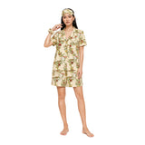 Dream Lounge Collection Women's Botanical Bliss Sleepwear Co-Ord Set | Premium Soft Cotton Nightwear with Eye Mask & Scrunchie | Relaxed Fit Sleep Lounge Set
