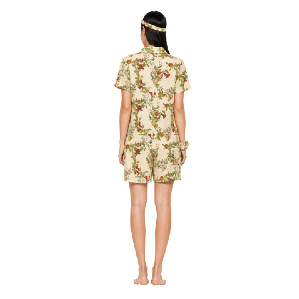 Dream Lounge Collection Women's Botanical Bliss Sleepwear Co-Ord Set | Premium Soft Cotton Nightwear with Eye Mask & Scrunchie | Relaxed Fit Sleep Lounge Set