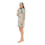 Dream Lounge Collection Women's Botanical Bliss Sleepwear Co-Ord Set | Premium Soft Cotton Nightwear with Eye Mask & Scrunchie | Relaxed Fit Sleep Lounge Set