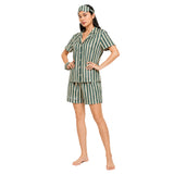 Dream Lounge Collection Women's Botanical Bliss Sleepwear Co-Ord Set | Premium Soft Cotton Nightwear with Eye Mask & Scrunchie | Relaxed Fit Sleep Lounge Set