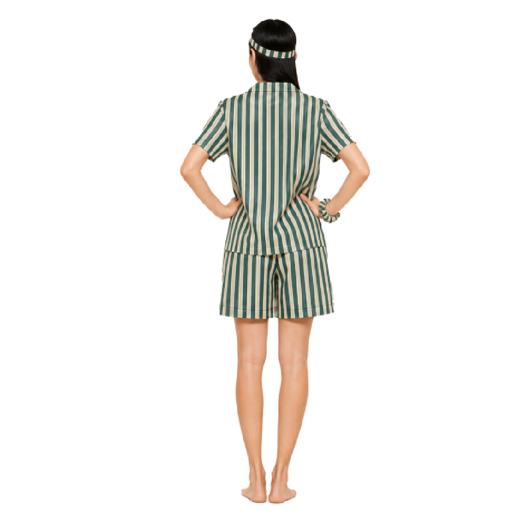 Dream Lounge Collection Women's Botanical Bliss Sleepwear Co-Ord Set | Premium Soft Cotton Nightwear with Eye Mask & Scrunchie | Relaxed Fit Sleep Lounge Set