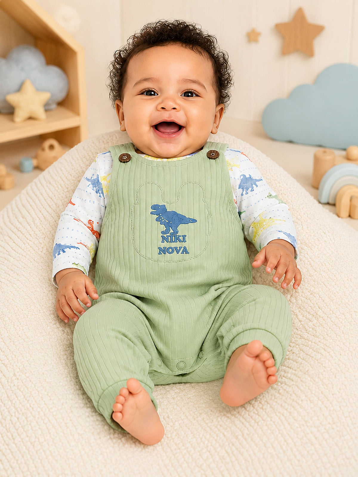 Niki Nova Baby Dungaree Set Soft Ribbed for Baby Boys & Girls