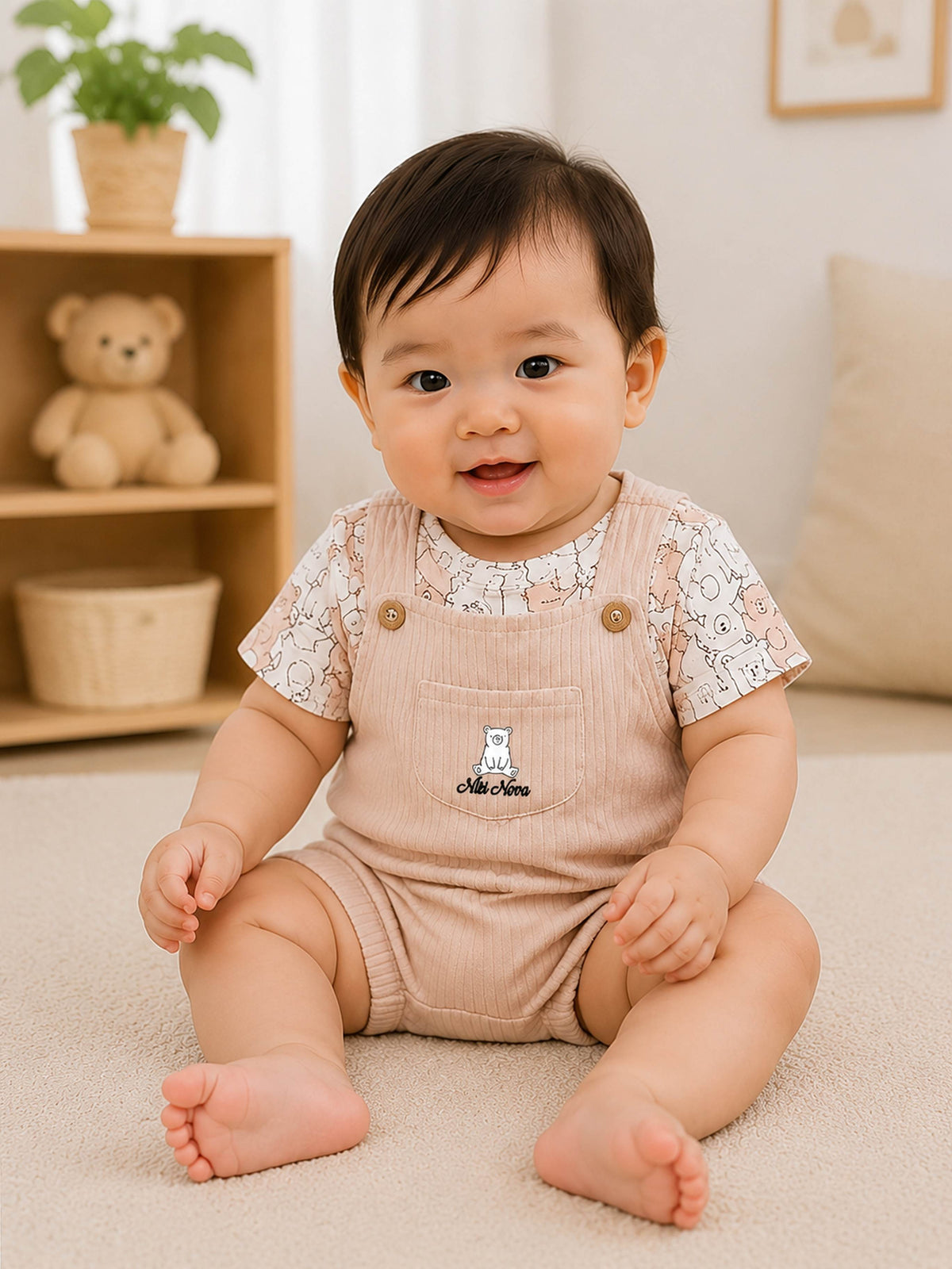 Niki Nova Baby Bodysuit & Bubble Shorts Set Soft Cotton Unisex