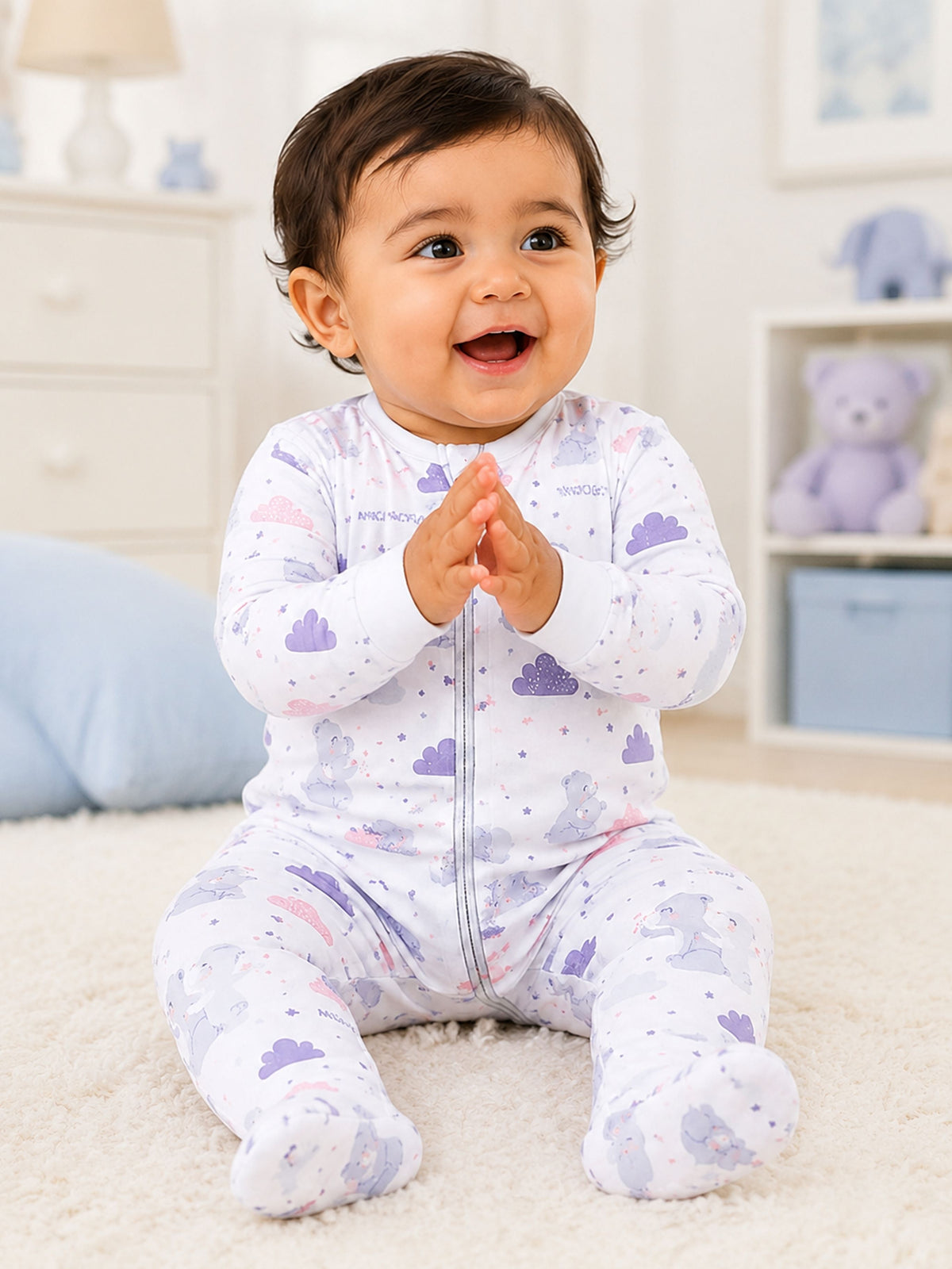 Niki Nova Baby Zip Sleepsuit Soft Cotton for Baby Boys & Girls