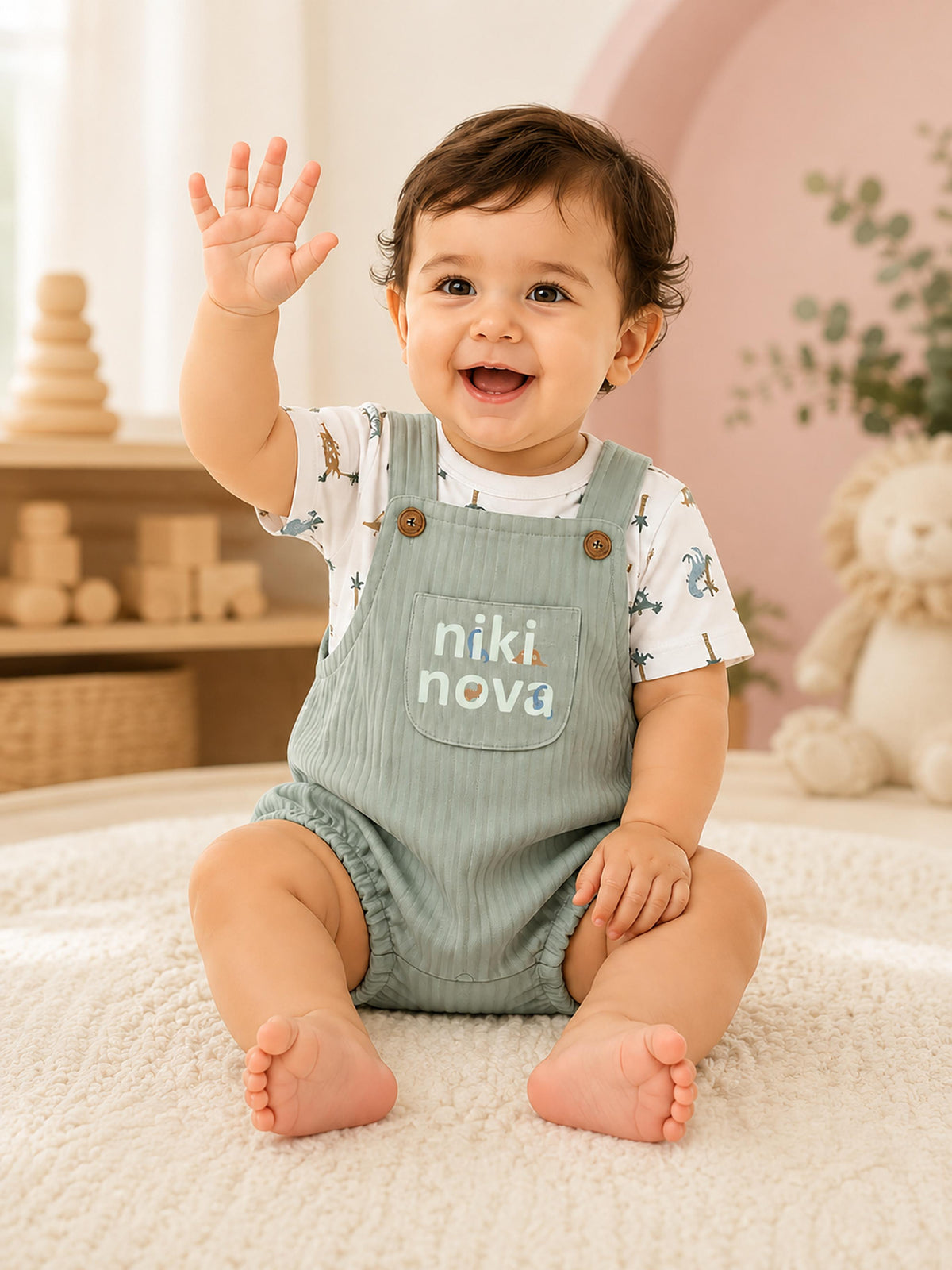 Niki Nova Baby Bodysuit & Bubble Shorts Set Soft Cotton Unisex