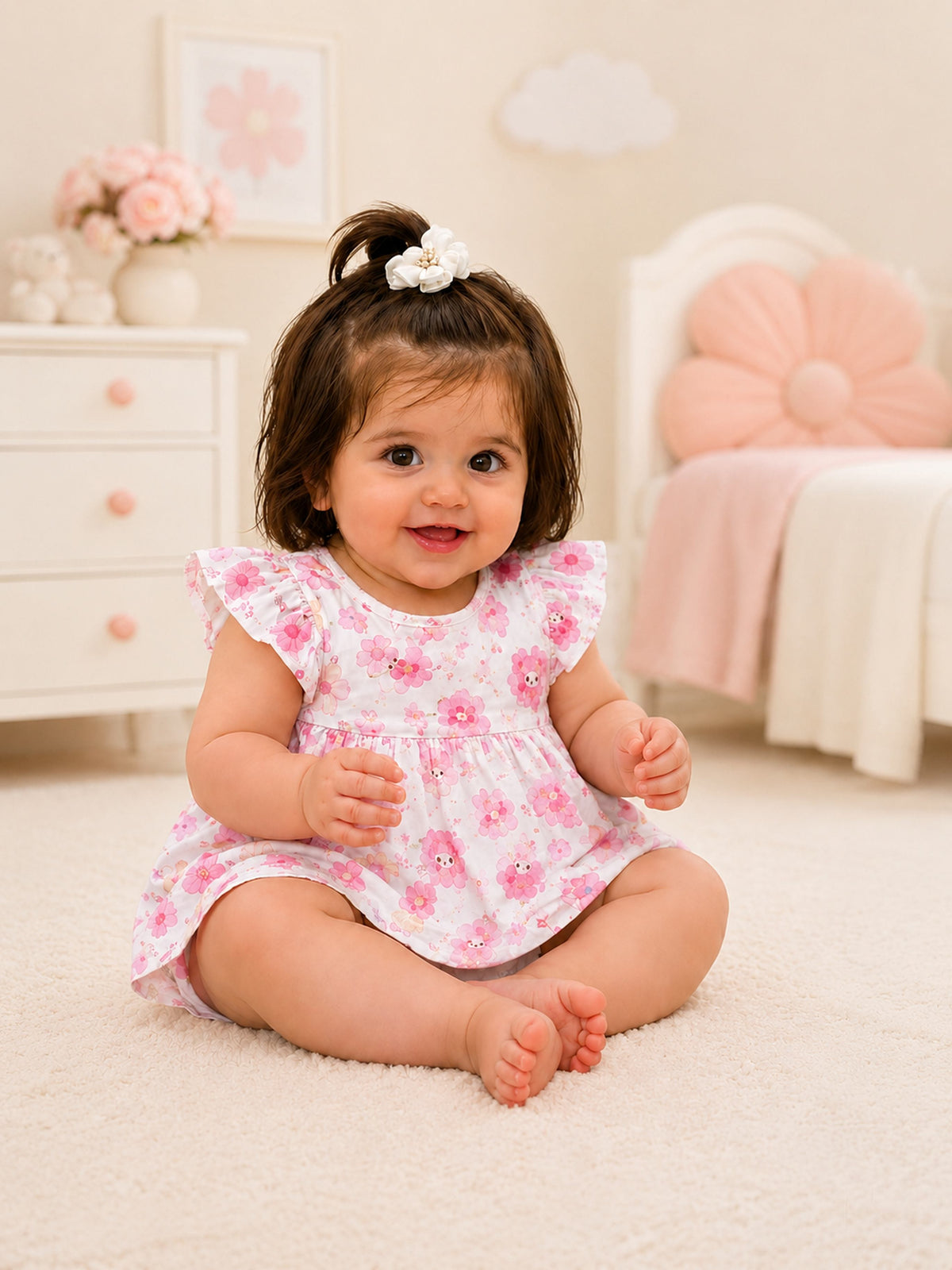 Niki Nova Baby Girls Flutter Dress Soft Cotton Everyday Wear