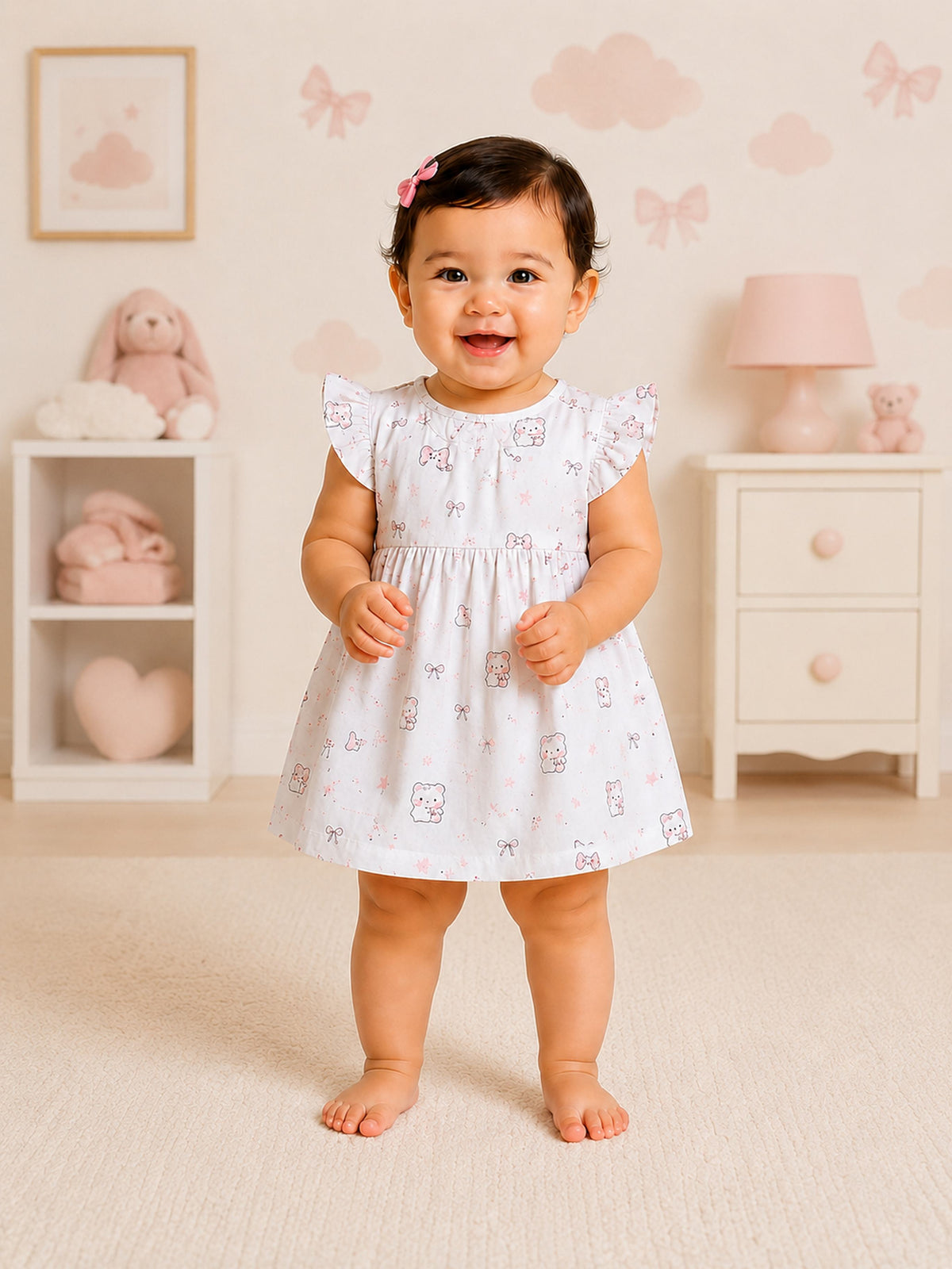 Niki Nova Baby Girls Flutter Dress Soft Cotton Everyday Wear