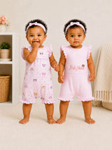 Niki Nova Baby Girls Flutter Sleeve Romper Set Soft Cotton