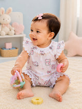 Niki Nova Baby Girls Flutter Sleeve Romper Soft Cotton Wear