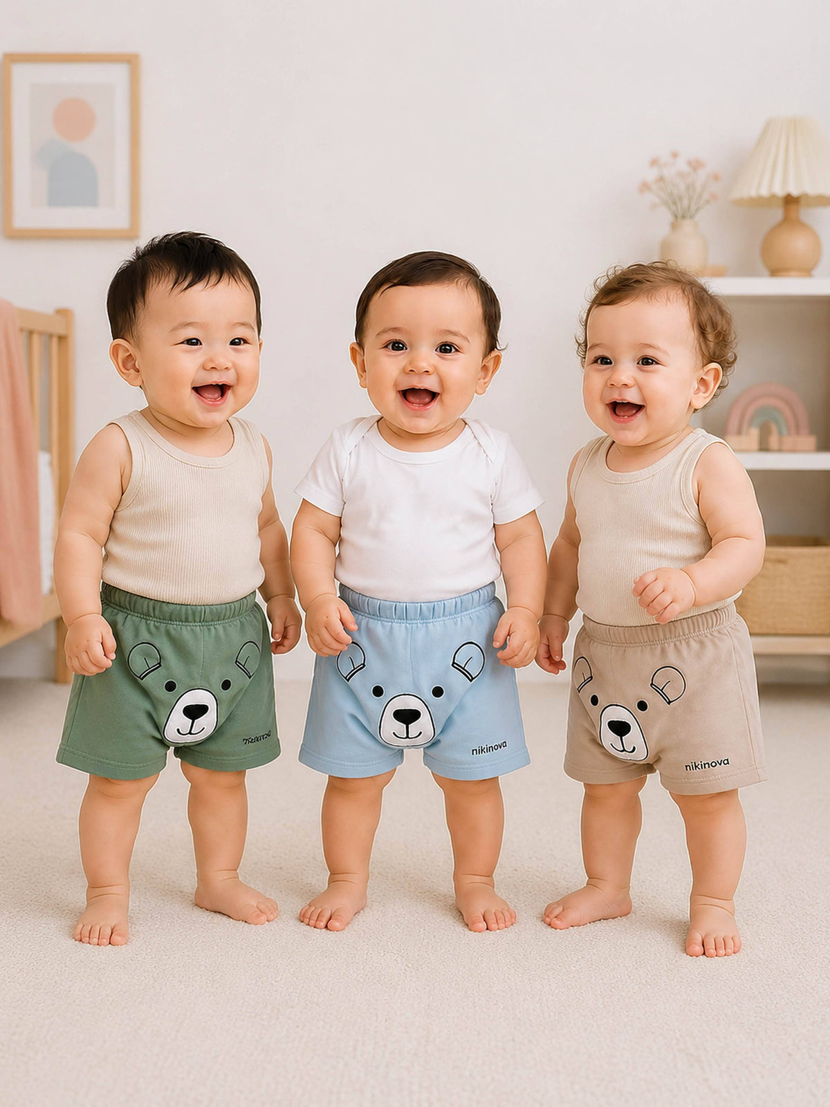 Niki Nova Baby Pull-On Shorts Soft Cotton for Baby Boys & Girls