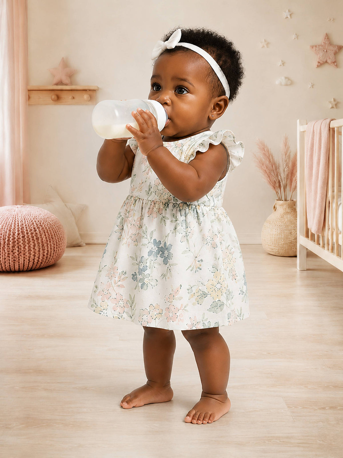 Niki Nova Baby Girls Flutter Dress Soft Cotton Everyday Wear