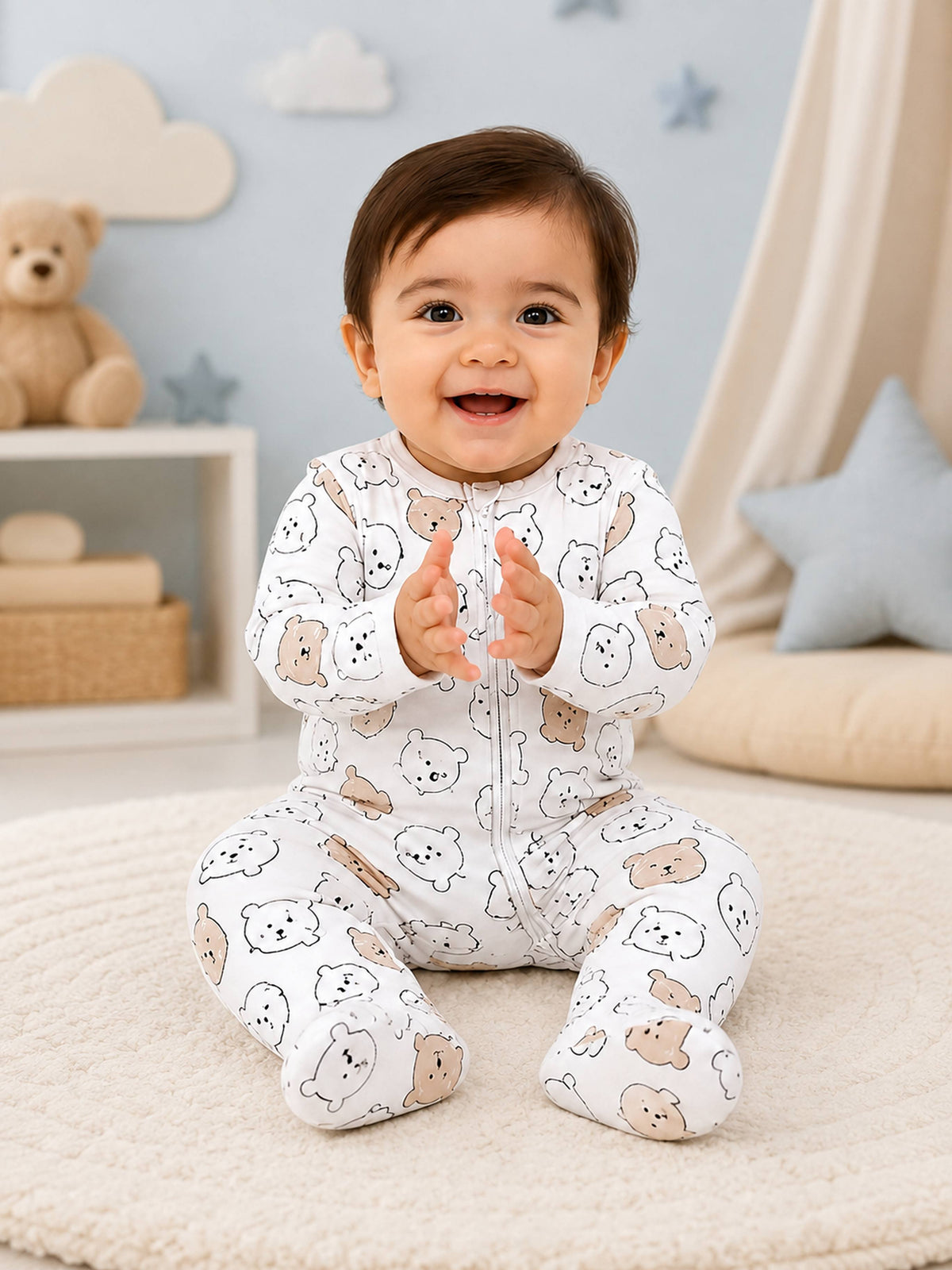 Niki Nova Baby Zip Sleepsuit Soft Cotton for Baby Boys & Girls