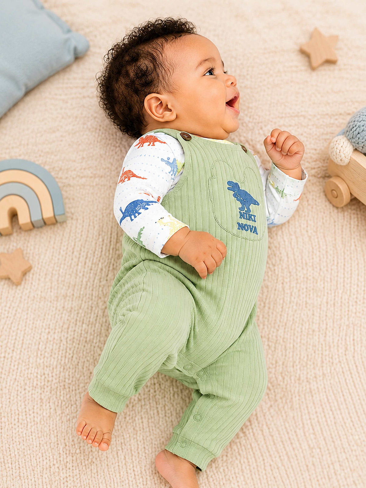 Niki Nova Baby Dungaree Set Soft Ribbed for Baby Boys & Girls