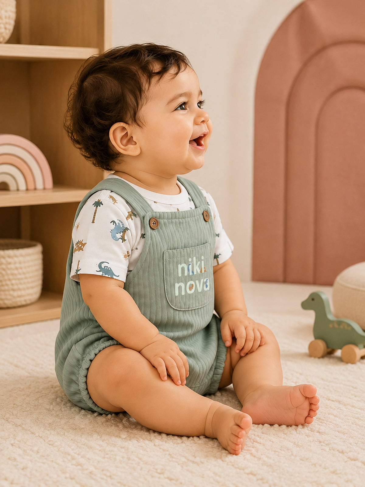 Niki Nova Baby Bodysuit & Bubble Shorts Set Soft Cotton Unisex