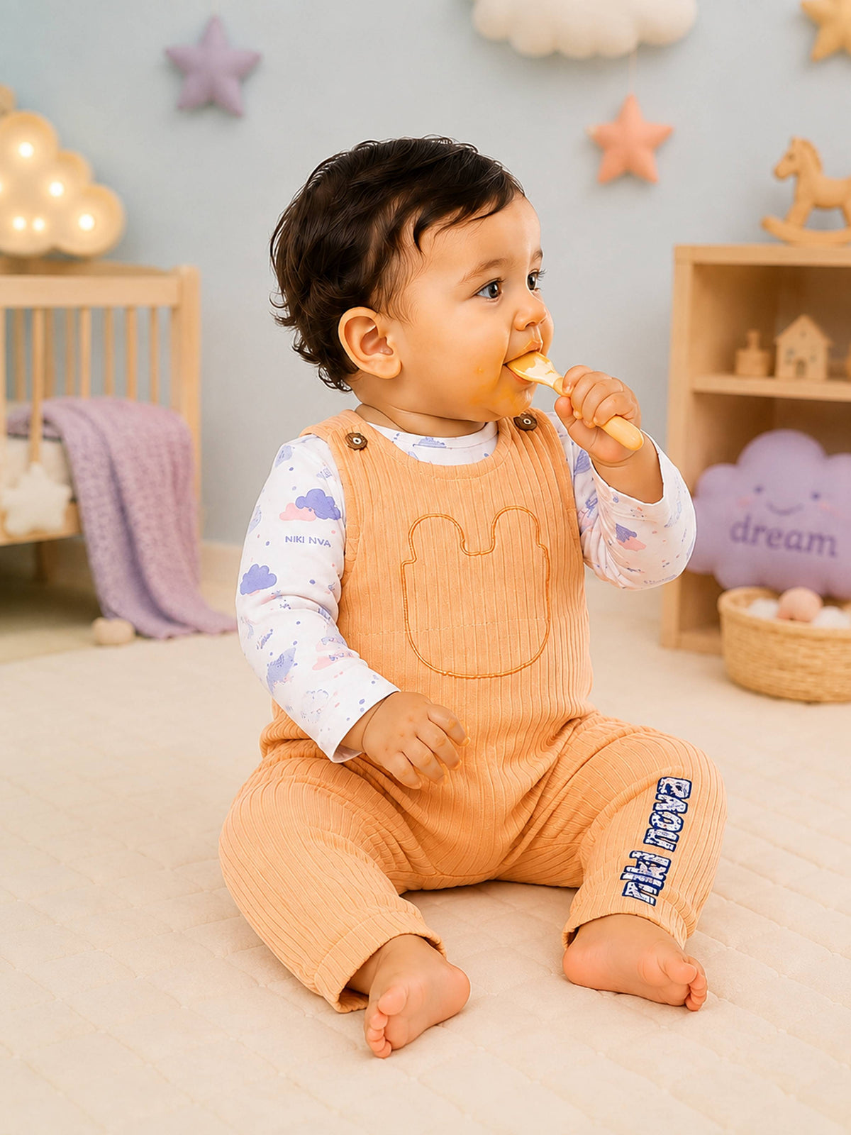 Niki Nova Baby Dungaree Set Soft Ribbed for Baby Boys & Girls