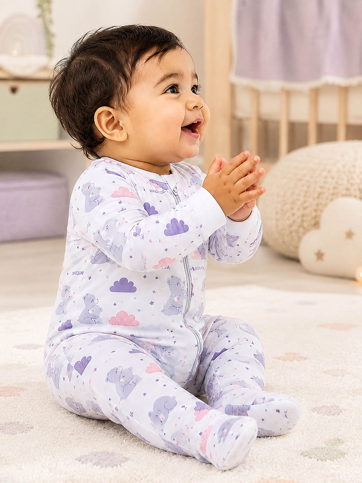 Niki Nova Baby Zip Sleepsuit Soft Cotton for Baby Boys & Girls
