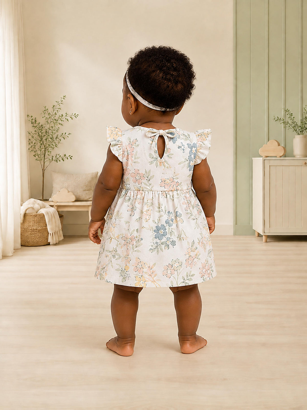 Niki Nova Baby Girls Flutter Dress Soft Cotton Everyday Wear