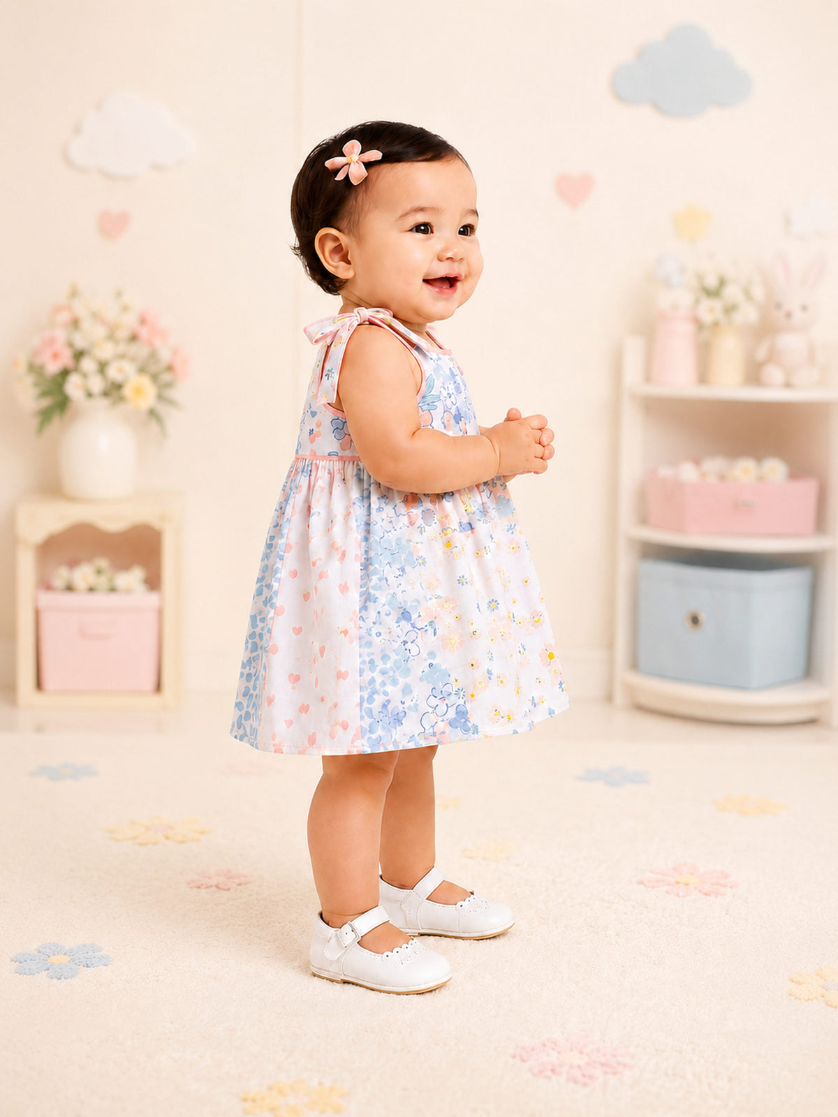 Niki Nova Baby Girls Knotted Dress Soft Cotton Casual Wear