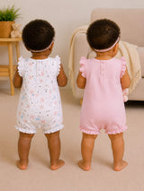 Niki Nova Baby Girls Flutter Sleeve Romper Set Soft Cotton
