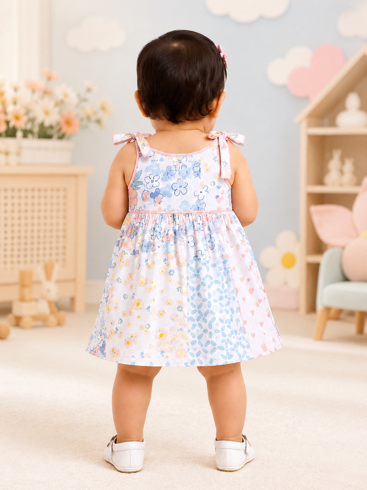 Niki Nova Baby Girls Knotted Dress Soft Cotton Casual Wear
