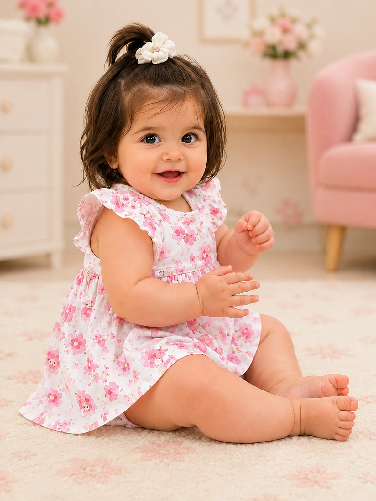 Niki Nova Baby Girls Flutter Dress Soft Cotton Everyday Wear