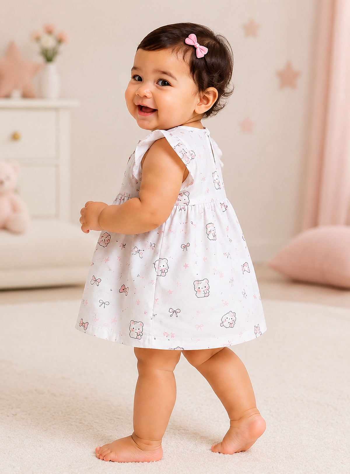 Niki Nova Baby Girls Flutter Dress Soft Cotton Everyday Wear