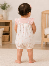 Niki Nova Baby Girls Printed Romper Soft Cotton with Flutter Sleeves