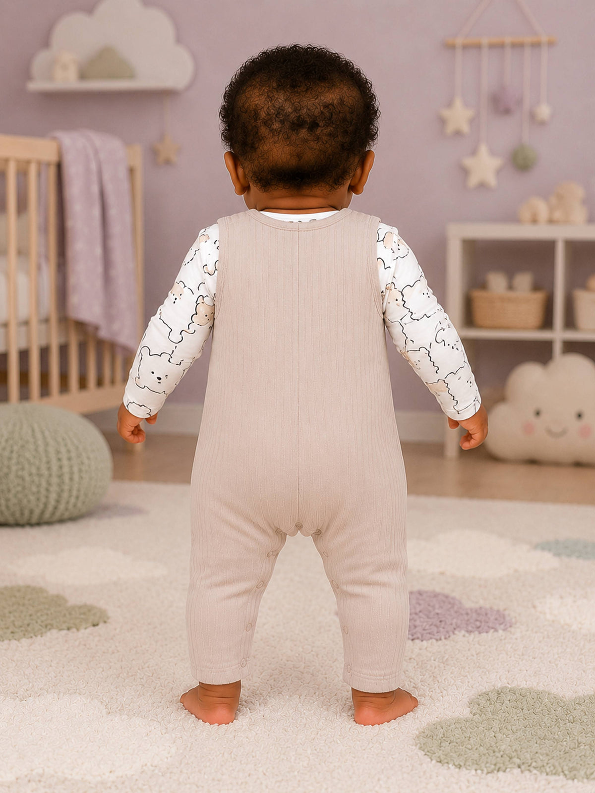Niki Nova Baby Dungaree Set Soft Ribbed for Baby Boys & Girls