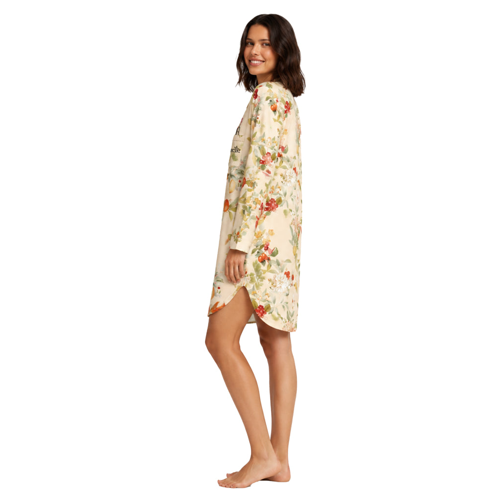 Contemporary Naturewear Sleepwear Shirt Dress for Women | Premium Botanical Print Lounge & Nightwear | Soft, Breathable, Relaxed Fit Sleep Dress
