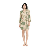 Contemporary Naturewear Sleepwear Shirt Dress for Women | Premium Botanical Print Lounge & Nightwear | Soft, Breathable, Relaxed Fit Sleep Dress