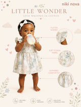 Niki Nova Baby Girls Flutter Dress Soft Cotton Everyday Wear