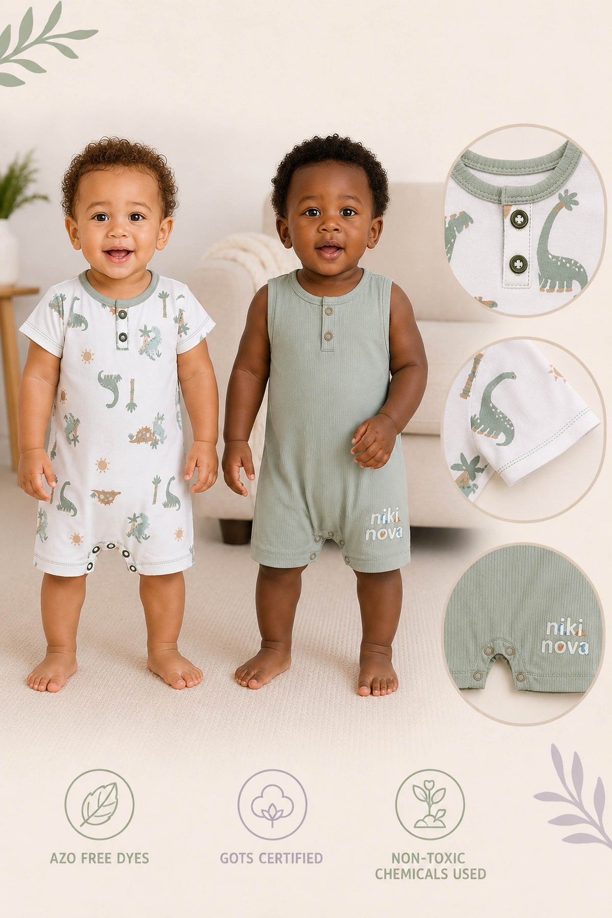 Niki Nova Baby Romper Set Soft Cotton for Baby Boys & Girls