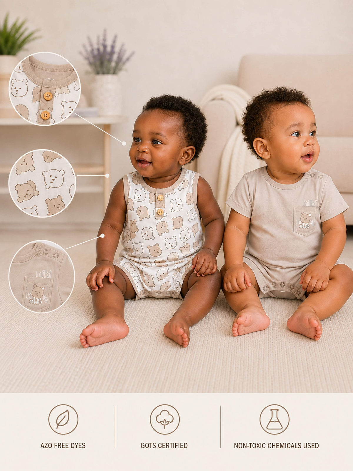 Niki Nova Baby Romper Set Soft Cotton for Baby Boys & Girls