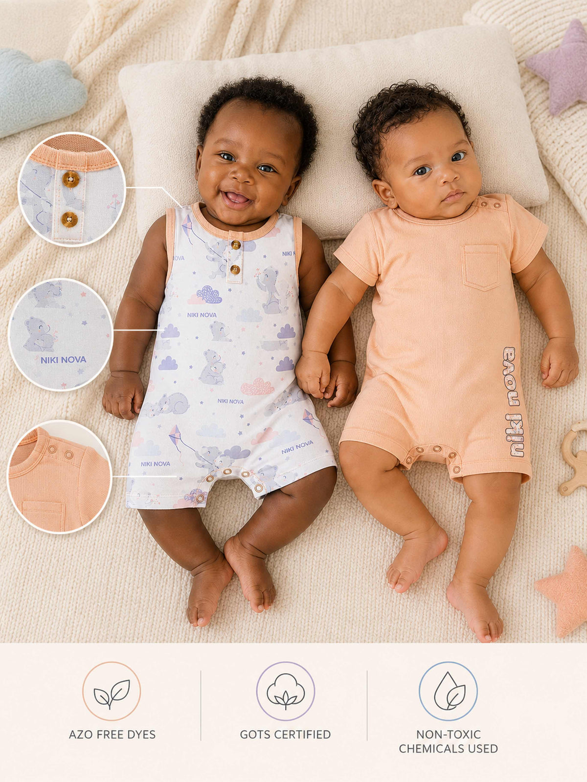 Niki Nova Baby Romper Set Soft Cotton for Baby Boys & Girls