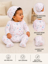 Niki Nova Baby Girls Footed Sleepsuit Soft Cotton Side Snap