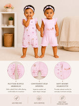 Niki Nova Baby Girls Flutter Sleeve Romper Set Soft Cotton