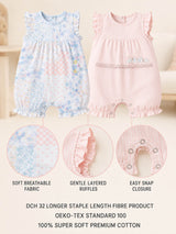Niki Nova Baby Girls Flutter Sleeve Romper Set Soft Cotton