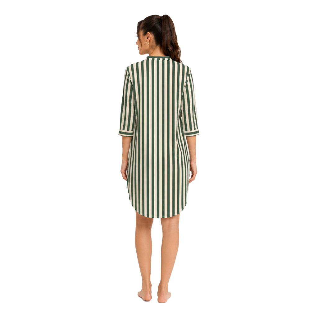 Contemporary Naturewear Sleepwear Shirt Dress for Women | Premium Botanical Print Lounge & Nightwear | Soft, Breathable, Relaxed Fit Sleep Dress