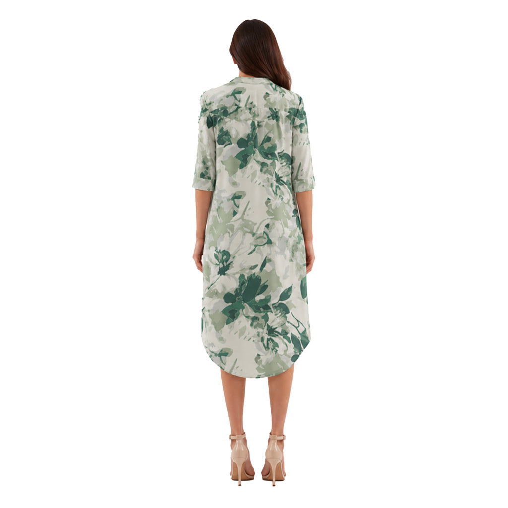 Contemporary Naturewear Sleepwear Shirt Dress for Women | Premium Botanical Print Lounge & Nightwear | Soft, Breathable, Relaxed Fit Sleep Dress
