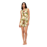 Green Harmony Collection Women's Premium Sleepwear Set | Tropical Leaf Print Sleeveless Lounge Co-Ord | Ultra-Soft Relaxed Nightwear
