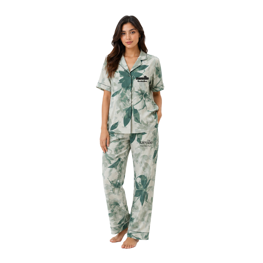Botanical Ease CollectionÃ¢â€žÂ¢ Women's Premium Floral Sleepwear Co-Ord Set | Ultra-Soft Relaxed Fit Nightwear | Elegant All-Season Loungewear