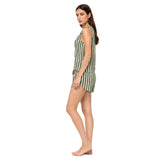 Green Harmony Collection Women's Premium Sleepwear Set | Tropical Leaf Print Sleeveless Lounge Co-Ord | Ultra-Soft Relaxed Nightwear