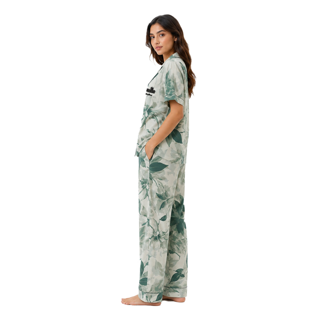 Botanical Ease CollectionÃ¢â€žÂ¢ Women's Premium Floral Sleepwear Co-Ord Set | Ultra-Soft Relaxed Fit Nightwear | Elegant All-Season Loungewear