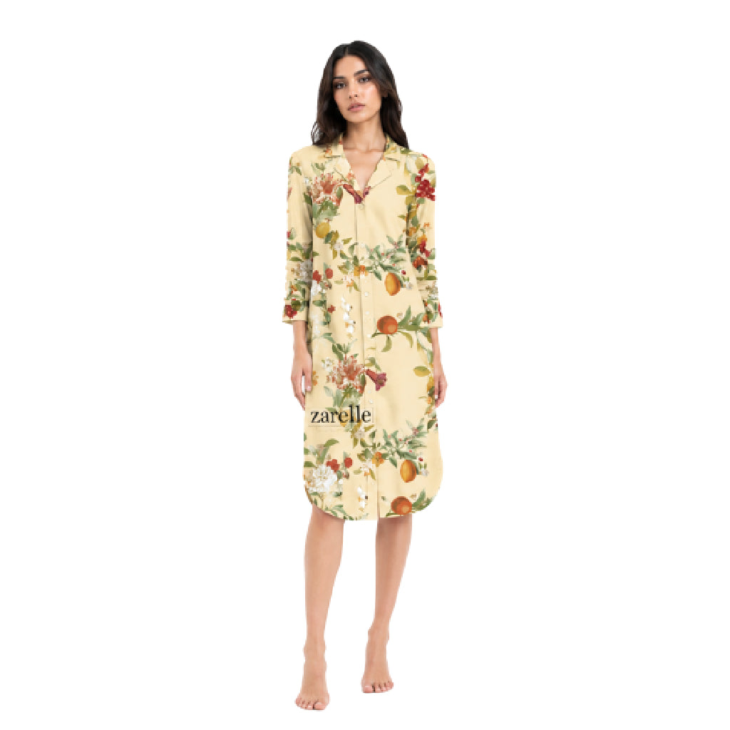 Natural Edit Capsules Sleep Shirt Dress for Women | Premium Botanical Print Nightwear | Ultra-Soft Relaxed Fit Sleepwear