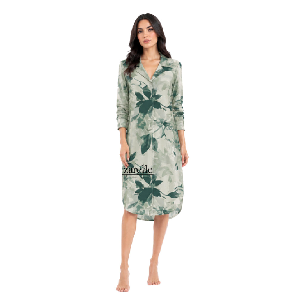 Natural Edit Capsules Sleep Shirt Dress for Women | Premium Botanical Print Nightwear | Ultra-Soft Relaxed Fit Sleepwear